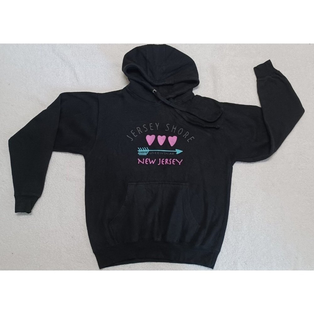 Jersey Shore, NJ Love Is In The Air Black Womens Pullover Hoodie Sz M